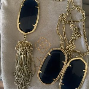 Kendra Scott Navy Cats Eye Rayne Necklace and Danielle Earrings